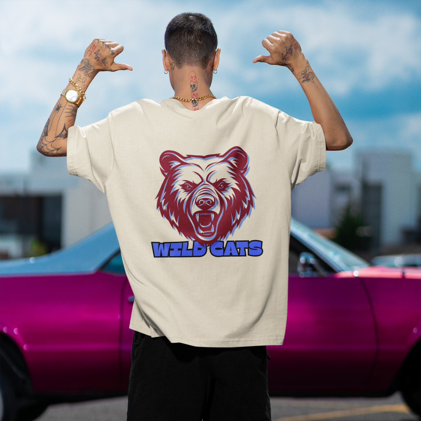 EXCLUSIVE WILD CAT Design Oversized T-shirt (Unisex)