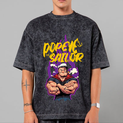 POPOYE Oversized T-Shirt - Acid Wash Design